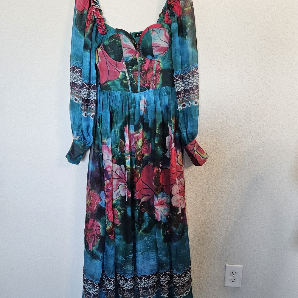 Banjul Teal and Pink Floral Maxi Dress - Picture 3 of 11